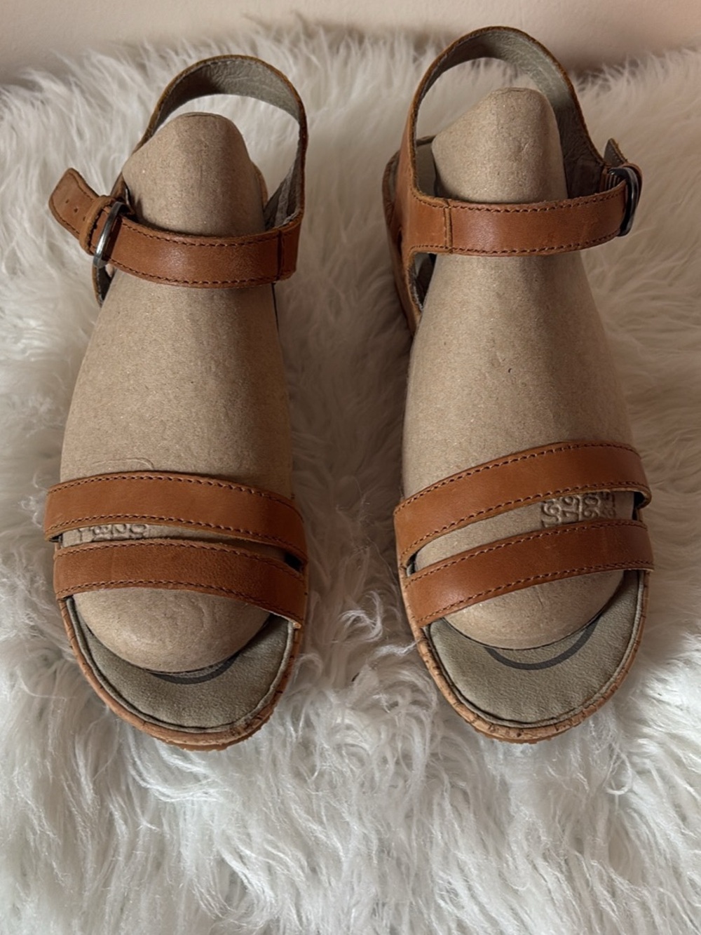 Eddie Bauer Tan Leather Double-Strap Ankle Sandals